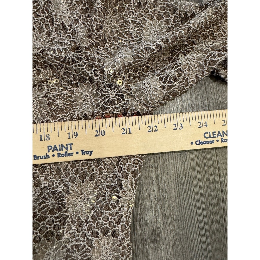 Alex Evenings Women 14 Sequin Lace Jacket Taupe Champagne 3/4 Sleeve Formal - Picture 9 of 9
